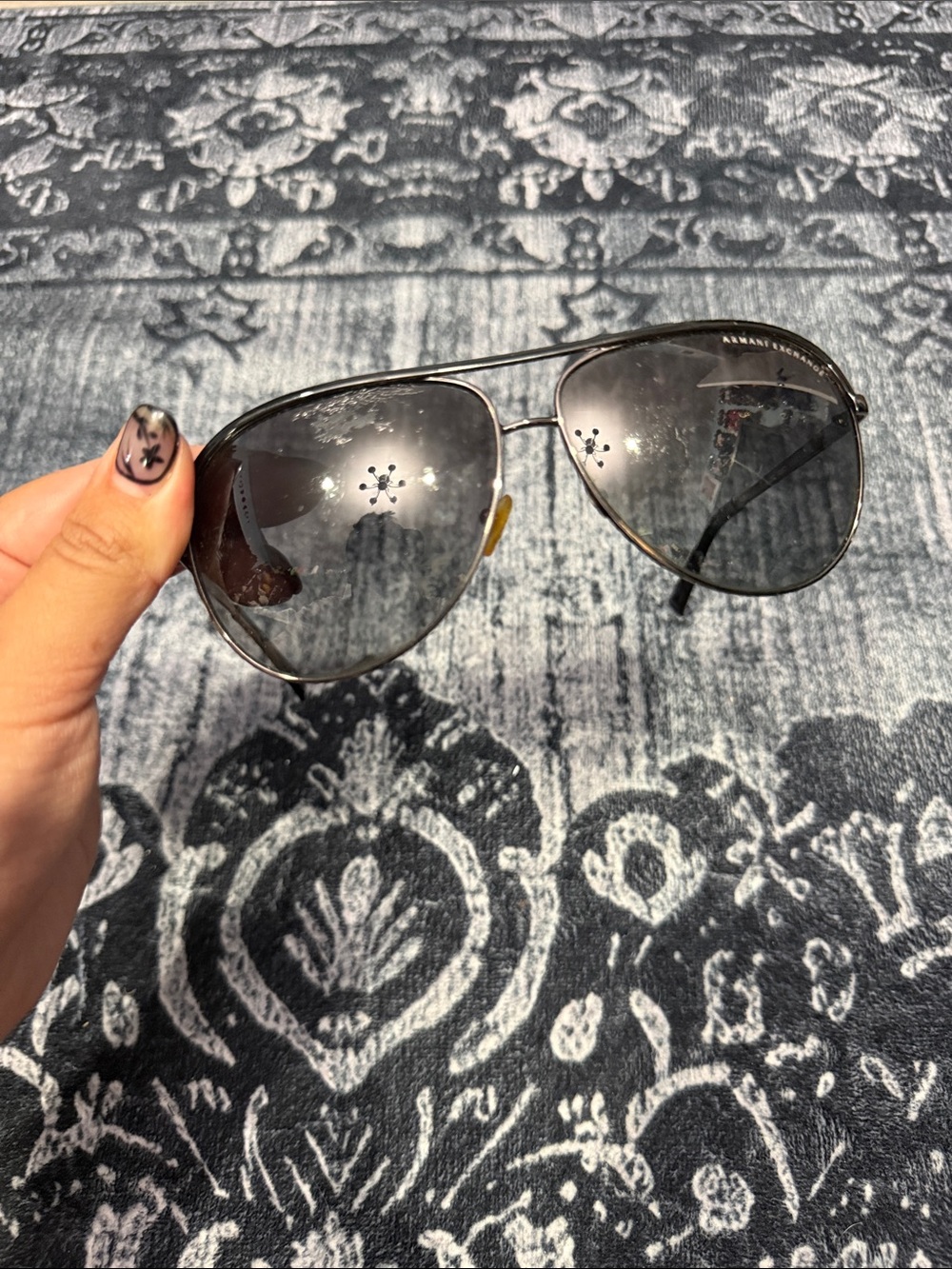 Armani Exchange Silver Frame Sunglasses with Black Lenses